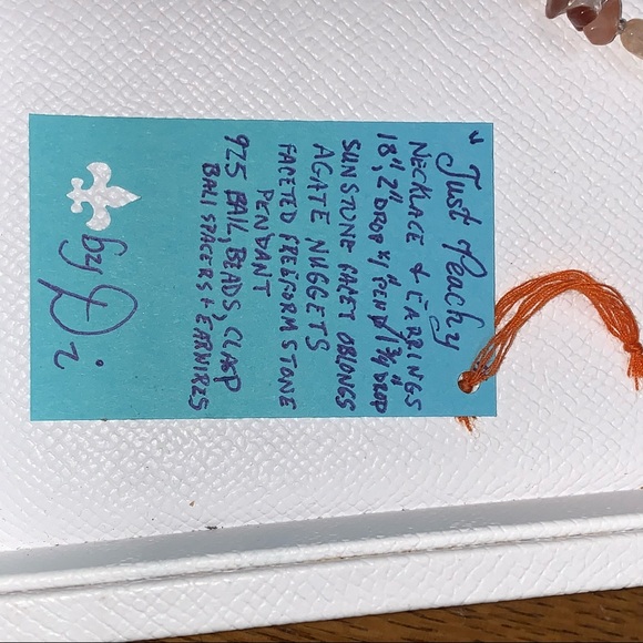 Handcrafted “Just Peachy” Sunstone & Agate Necklace & Earrings Set 925 - Picture 12 of 14